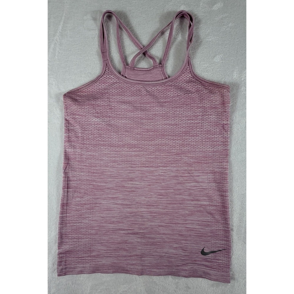 Nike Tank Women's Sz XS Pink Rose White Dri-Fit Double Strap Fitness Top #831496